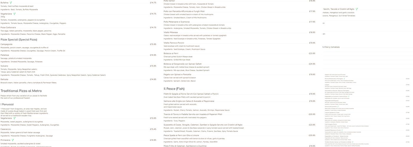 Sartori - Italian Restaurant & Pizzeria Menu