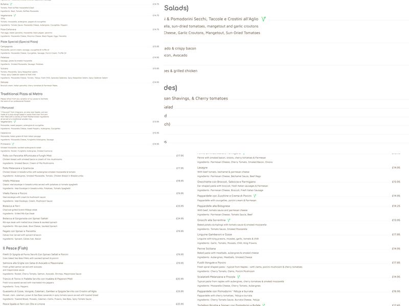 Sartori - Italian Restaurant & Pizzeria Menu