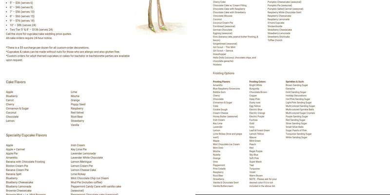 So Cupcake Menu