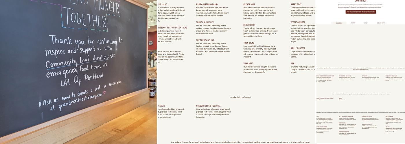 Grand Central Bakery - Multnomah Village cafe Menu
