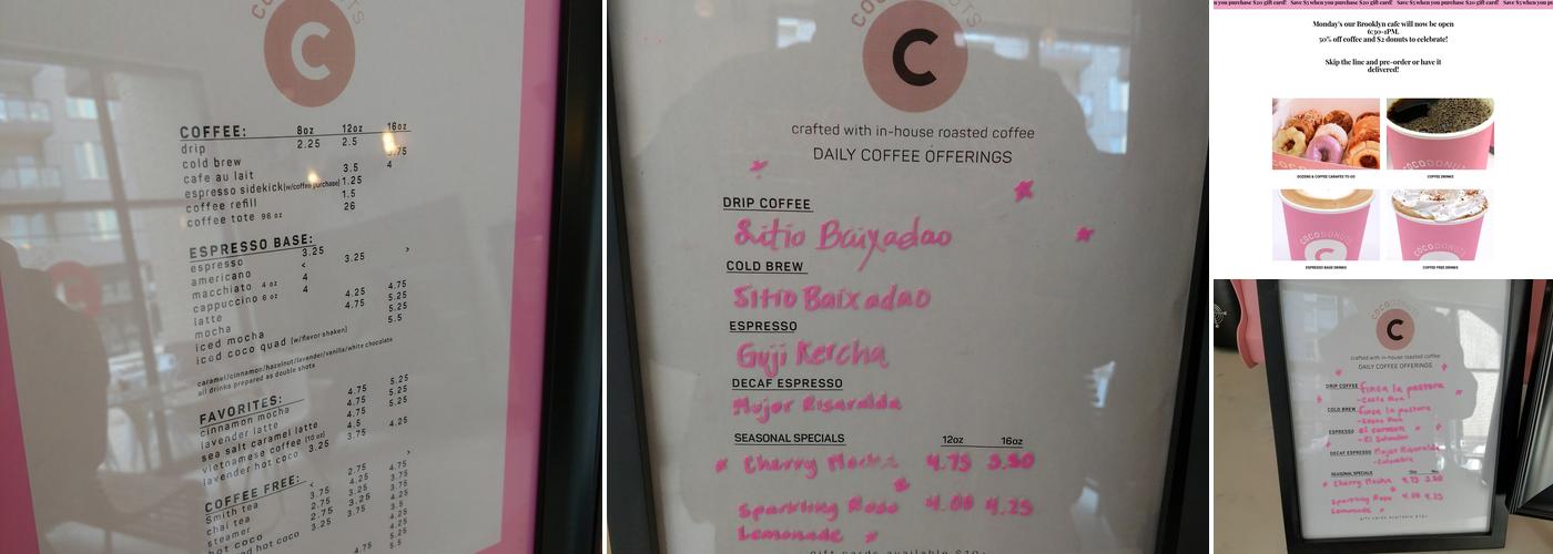 Coco Donuts & Coffee Williams Menu