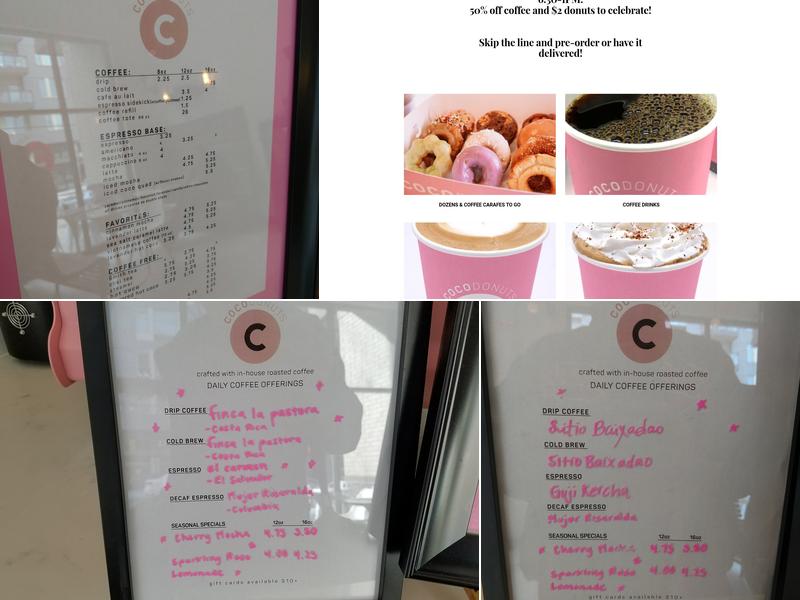 Coco Donuts & Coffee Williams Menu