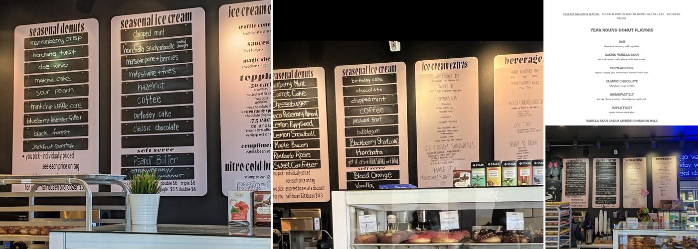 Doe Donuts + Ice Cream Menu