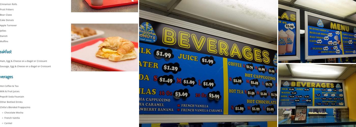 Heavenly Donuts Menu