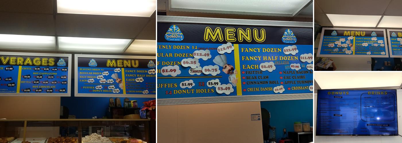 Heavenly Donuts Bakery Menu