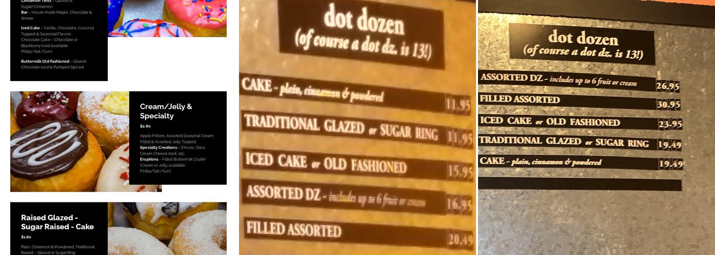 dot donuts Menu