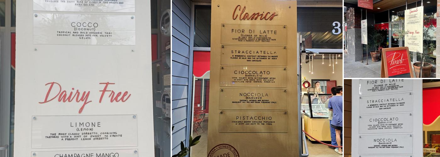 Pinolo Gelato Menu