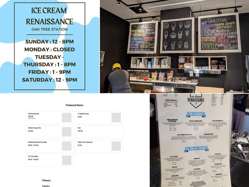 Ice Cream Renaissance Menu