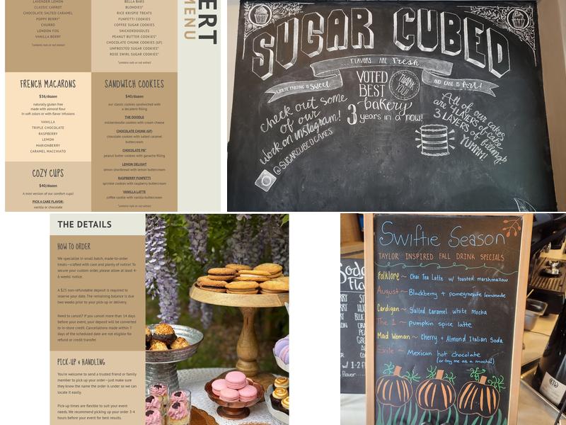 Sugar Cubed Cakes Menu