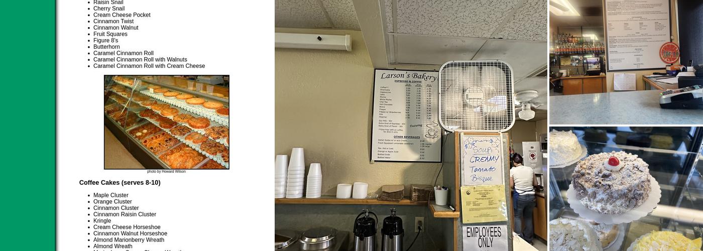 Larson's Bakery Menu