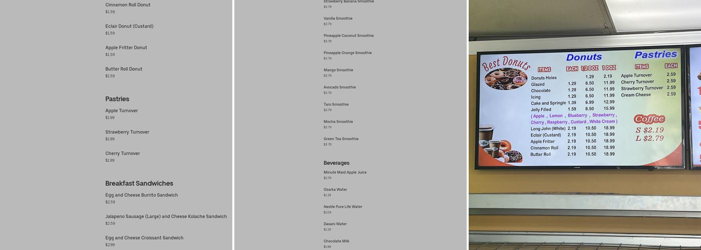 Best Donuts Menu