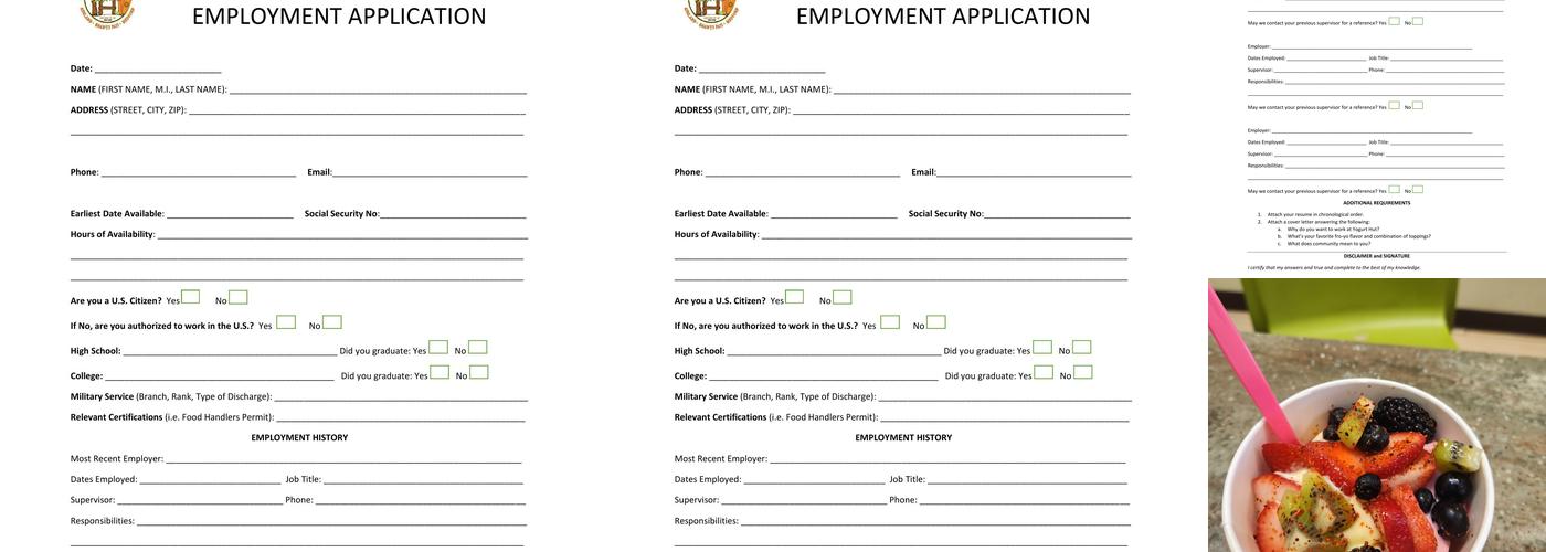 Yogurt Hut North Medford Menu