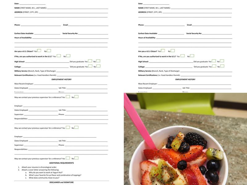 Yogurt Hut North Medford Menu