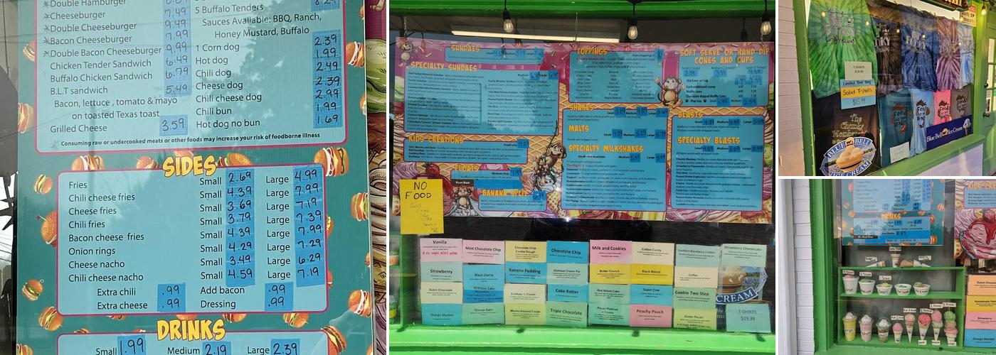 Chunky Monkey Ice Cream Shop Menu