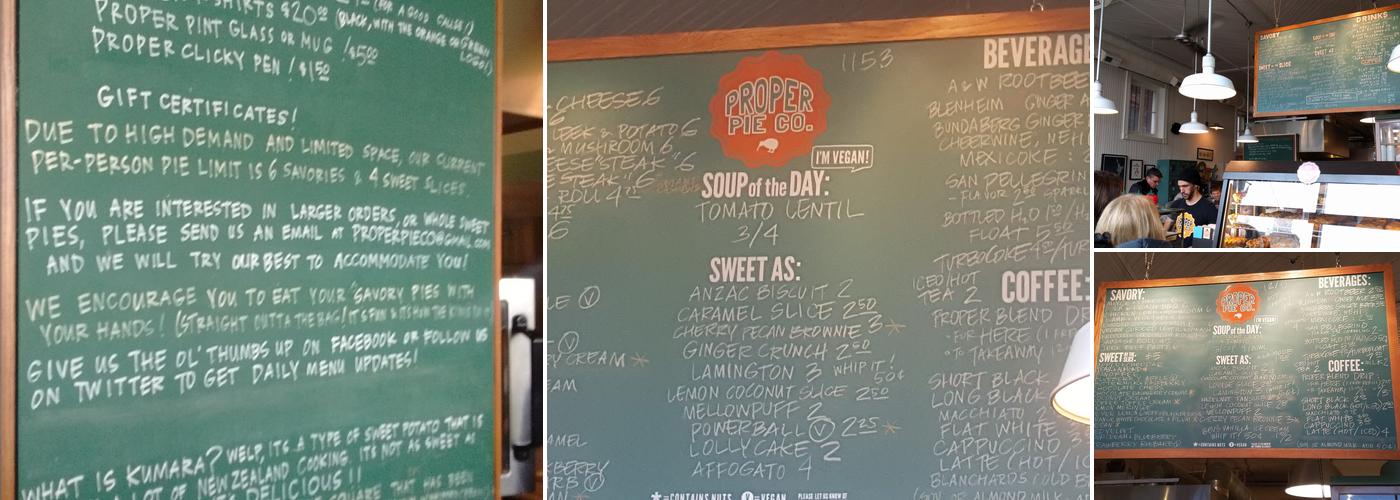 Proper Pie Co. Menu