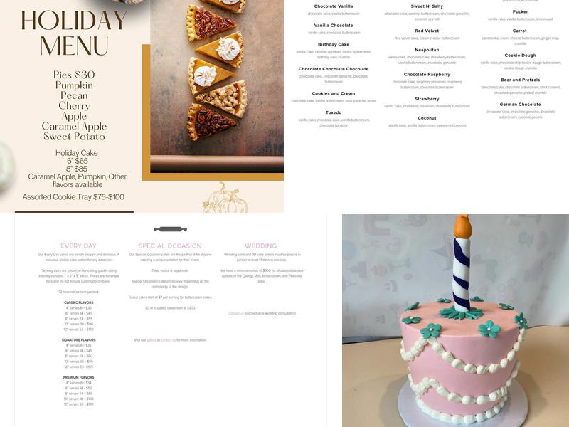 The Cake Studio Menu