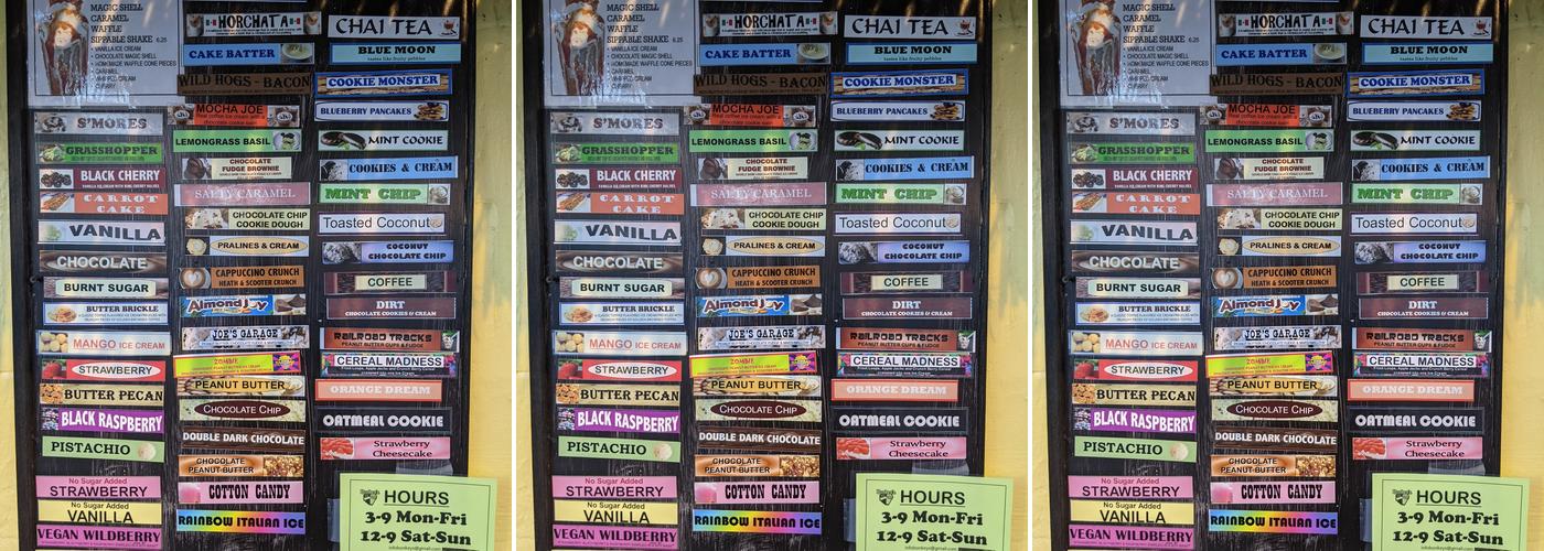 Summers Ice Cream & Snoballs Aka Bonkeys Menu