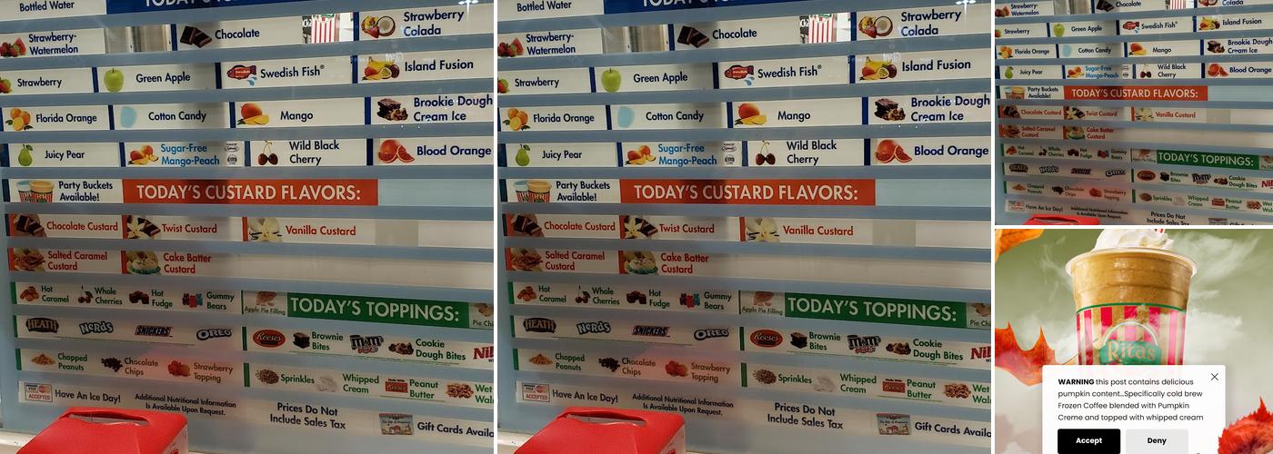 Rita's Italian Ice & Frozen Custard Menu