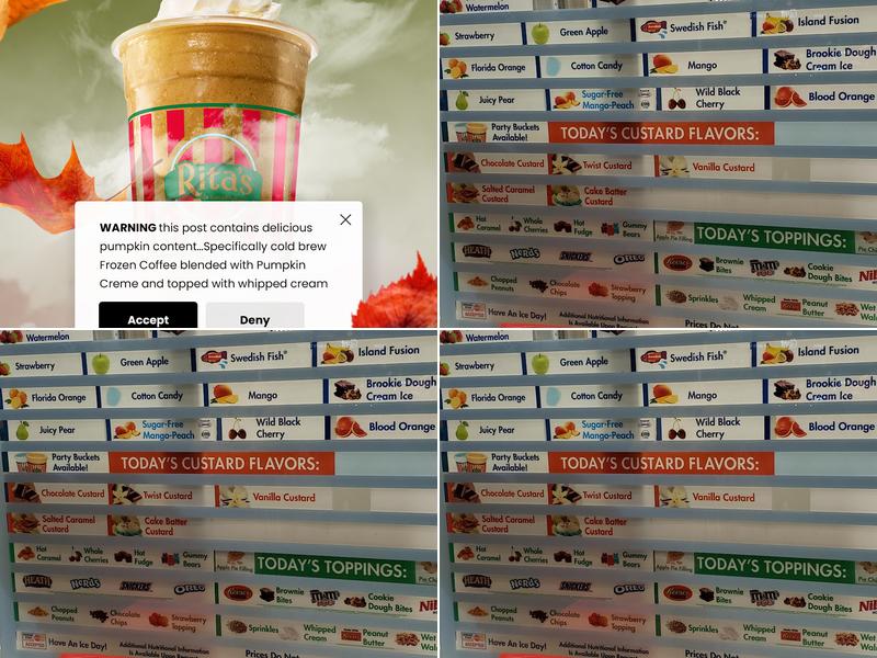 Rita's Italian Ice & Frozen Custard Menu