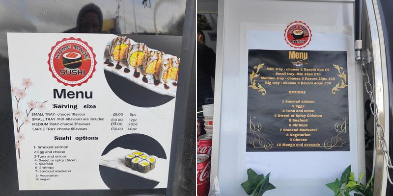 Home made Sushi Menu