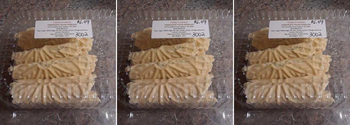 Taddei's Cookies Menu