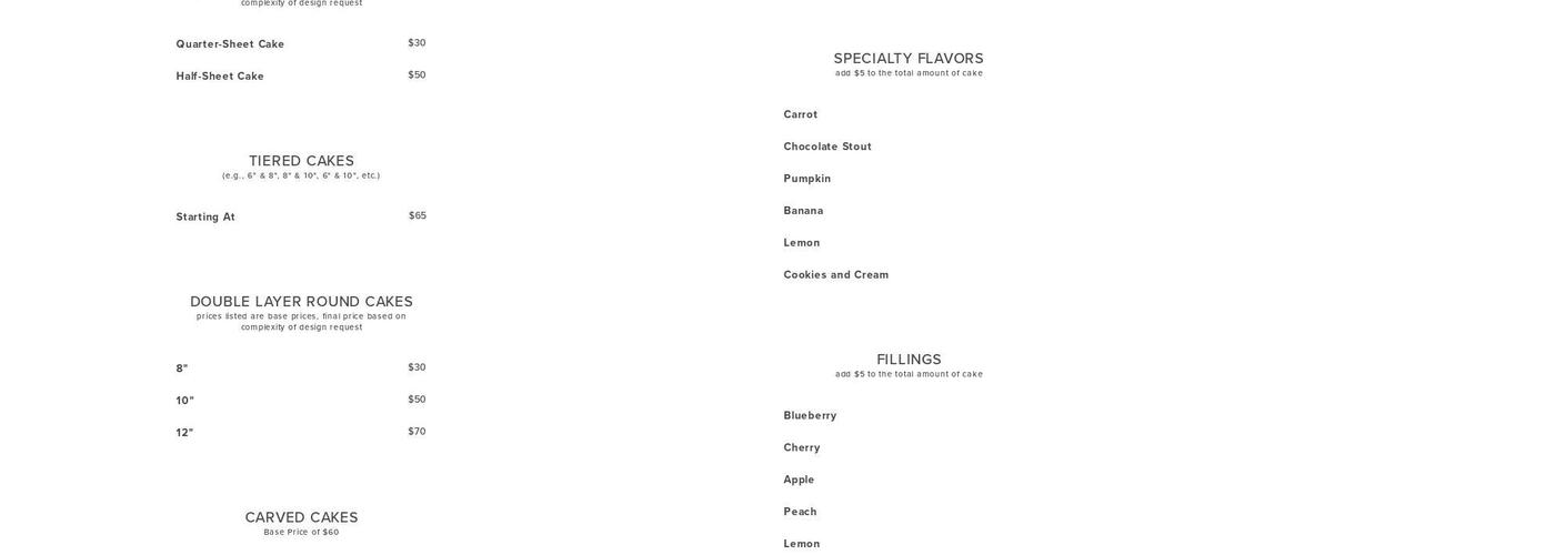 Lambcakes Menu