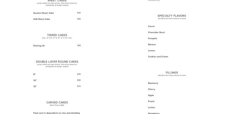 Lambcakes Menu