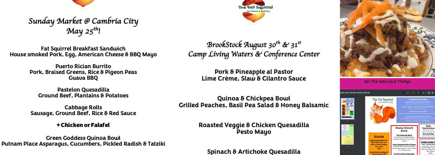 The Fat Squirrel Restaurant Menu