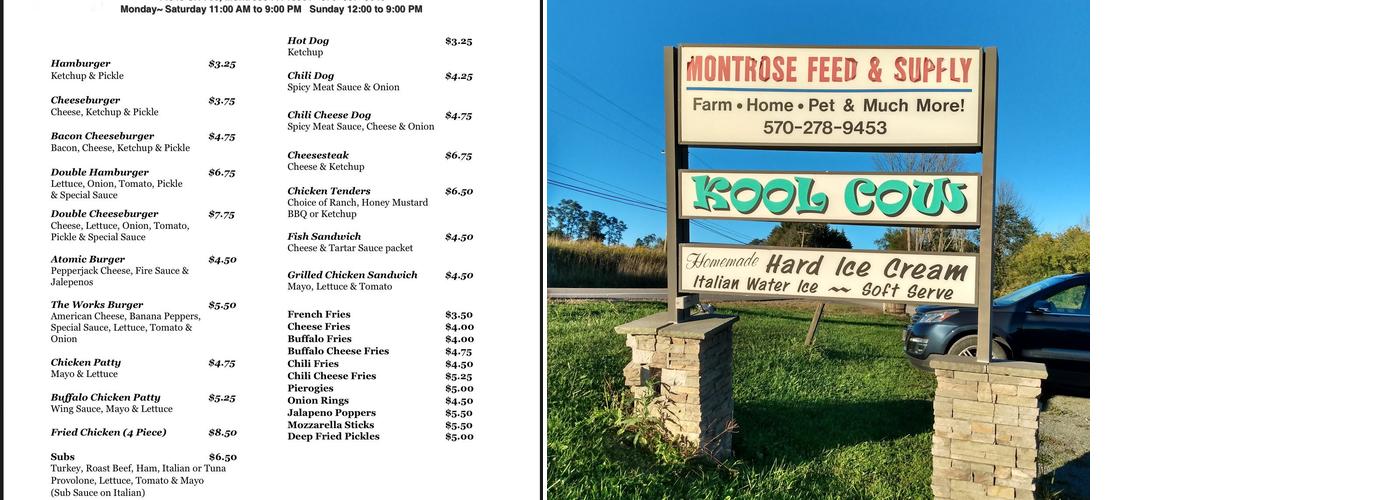 Kool Cow Menu