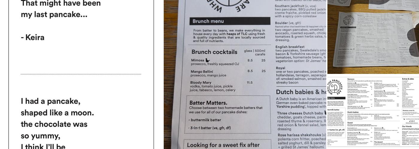 Where The Pancakes Are - Flat Iron Square Menu