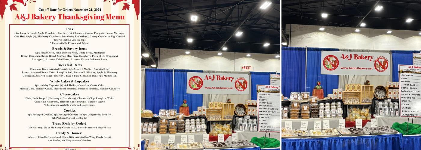 A & J Bakery Menu