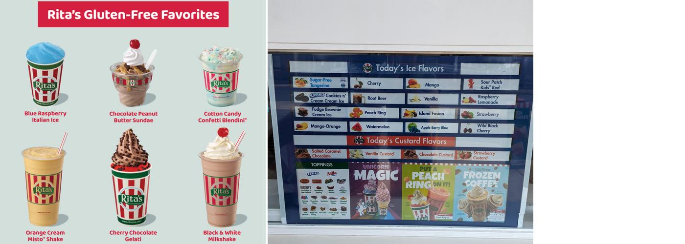 Rita's Italian Ice & Frozen Custard Menu
