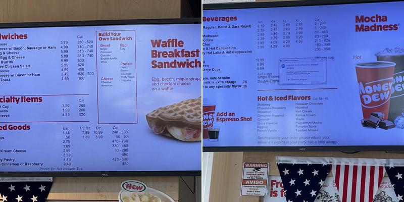 Honey Dew Donuts Menu