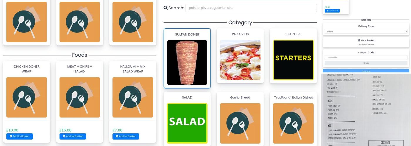 Pizza Vics Restaurant Menu