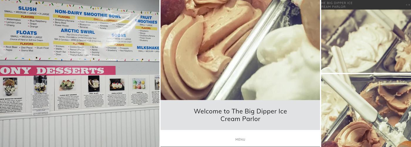 Big Dipper Ice Cream Parlor Menu