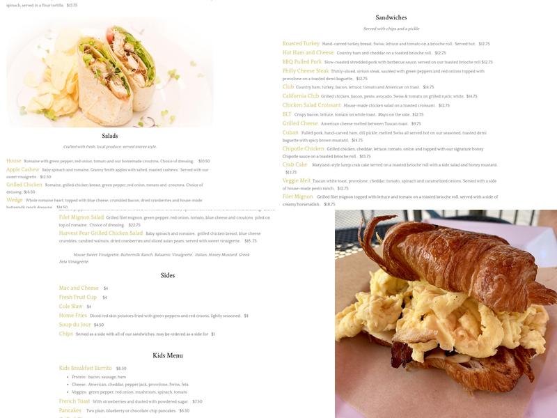Bartram House Bakery Menu