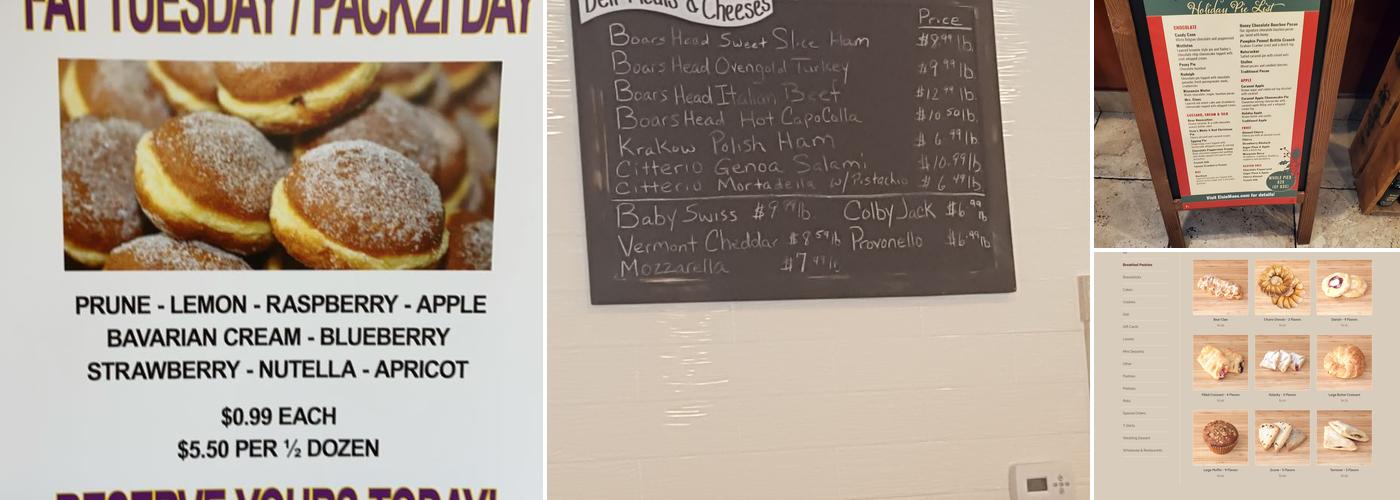 Peter Sciortino Bakery Menu