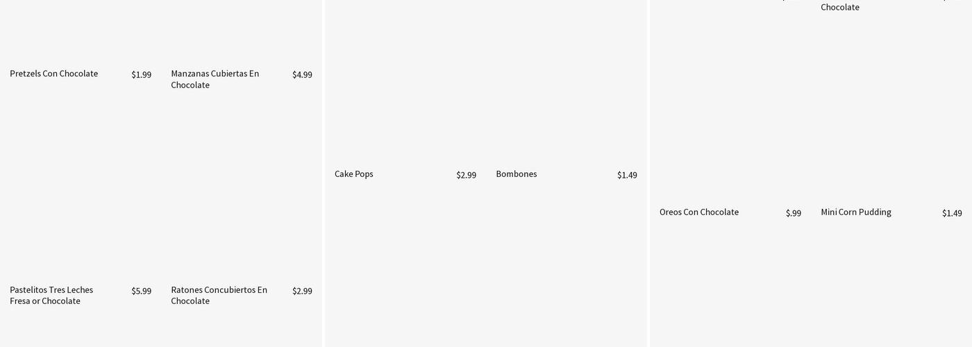 Azteca Bakery Menu