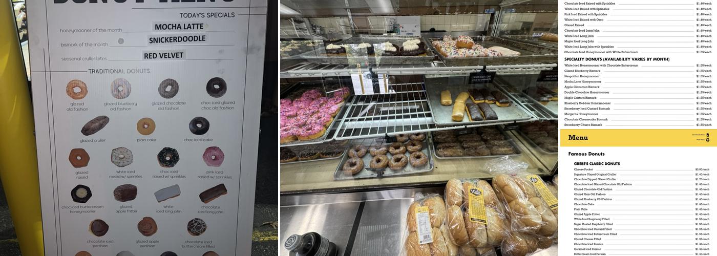 Grebe's Bakery Menu