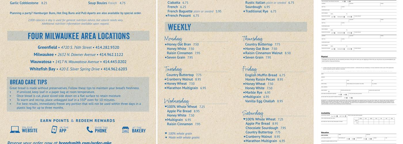 Breadsmith of Wauwatosa Menu