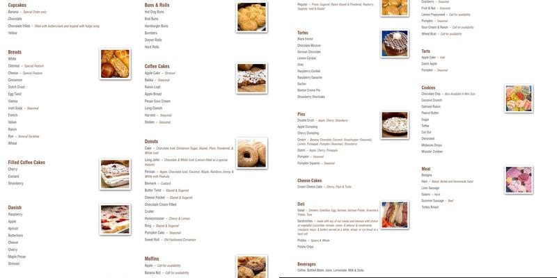 National Bakery & Deli | South – Greendale Menu