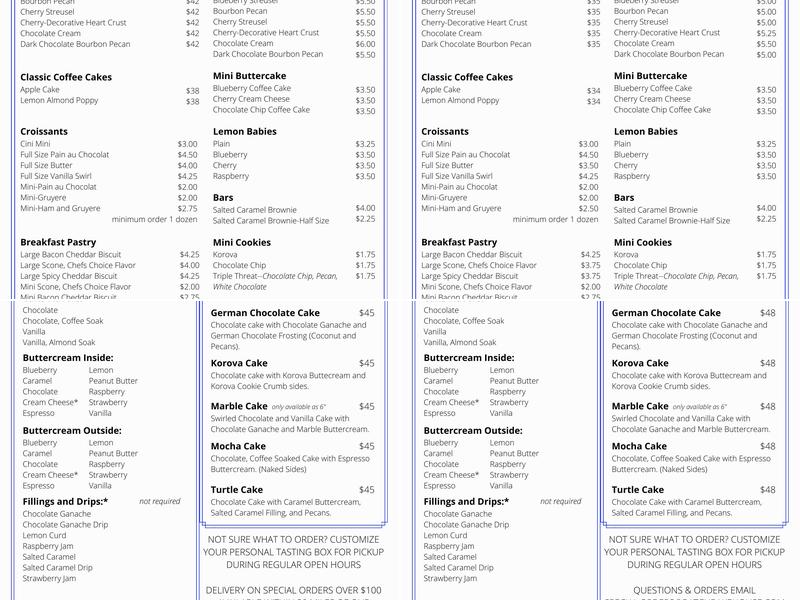 Batch Bakehouse Menu