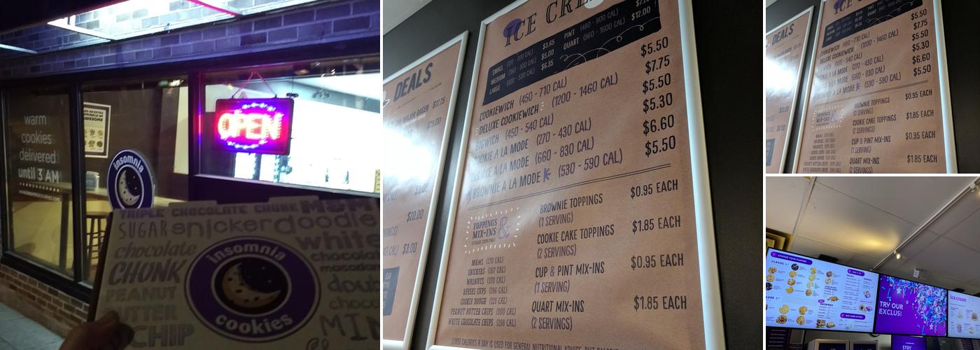 Insomnia Cookies Menu