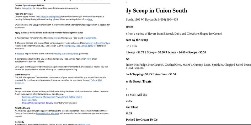 Daily Scoop in Union South Menu