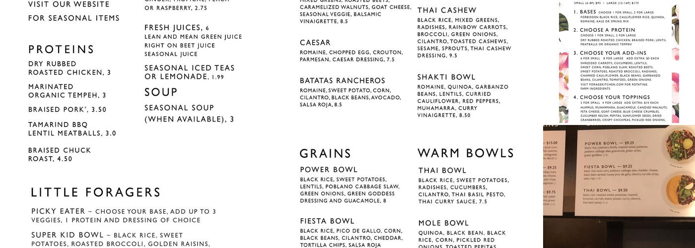 Forage Kitchen Menu