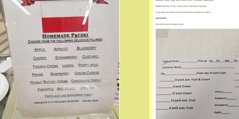 Smurawa's Country Bakery Menu