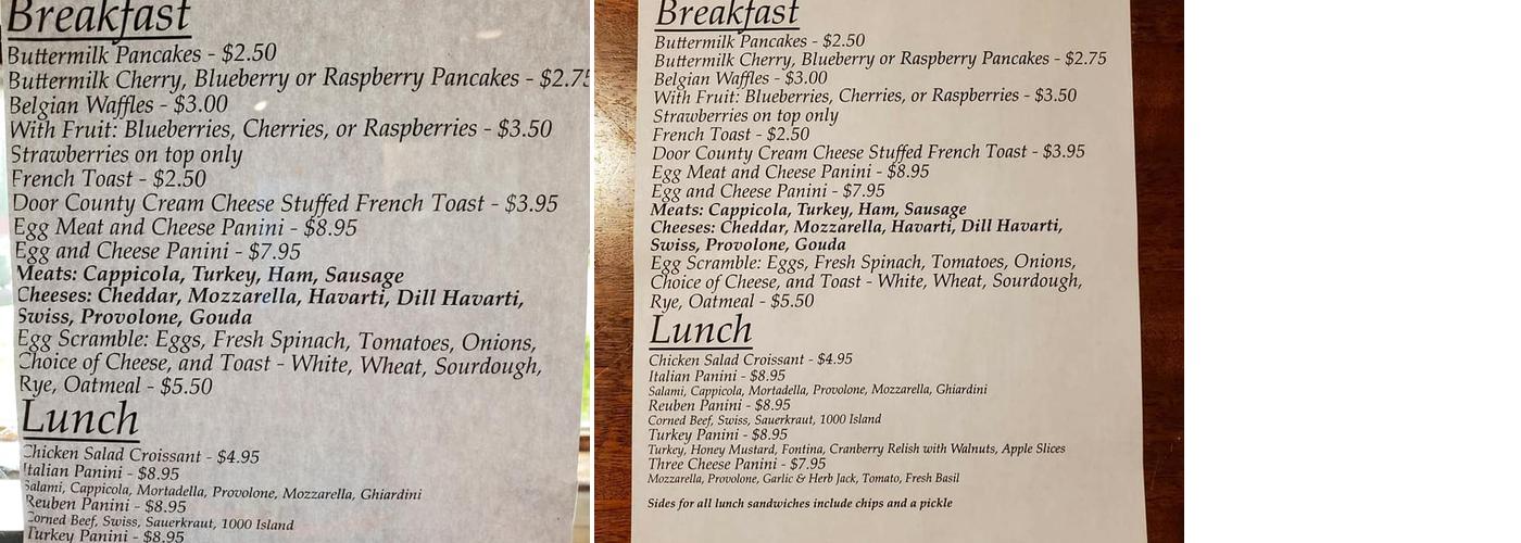 The Coffee Talk Bakery Menu