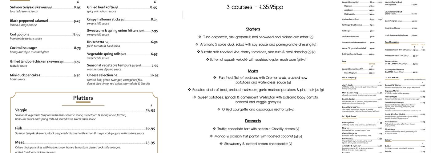 dion bar & restaurant Menu