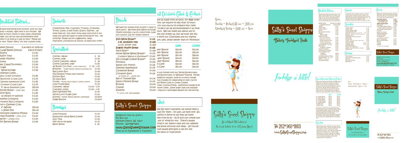 Sally's Sweet Shoppe Menu