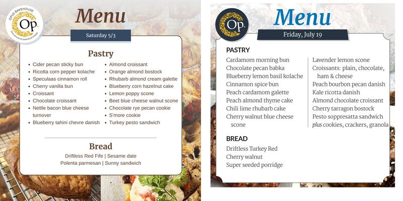 Opus Bakehouse Menu